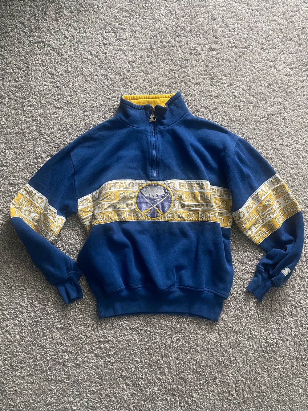 Vintage Starter Buffalo Sabres Funnel Neck Quarter Zip Center Logo
